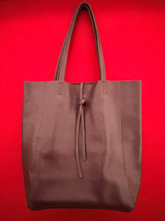 Borsa Shopper in Pelle Bordeaux