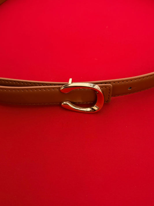 Cintura con Fibbia dalla Galvanica Oro Cuoio