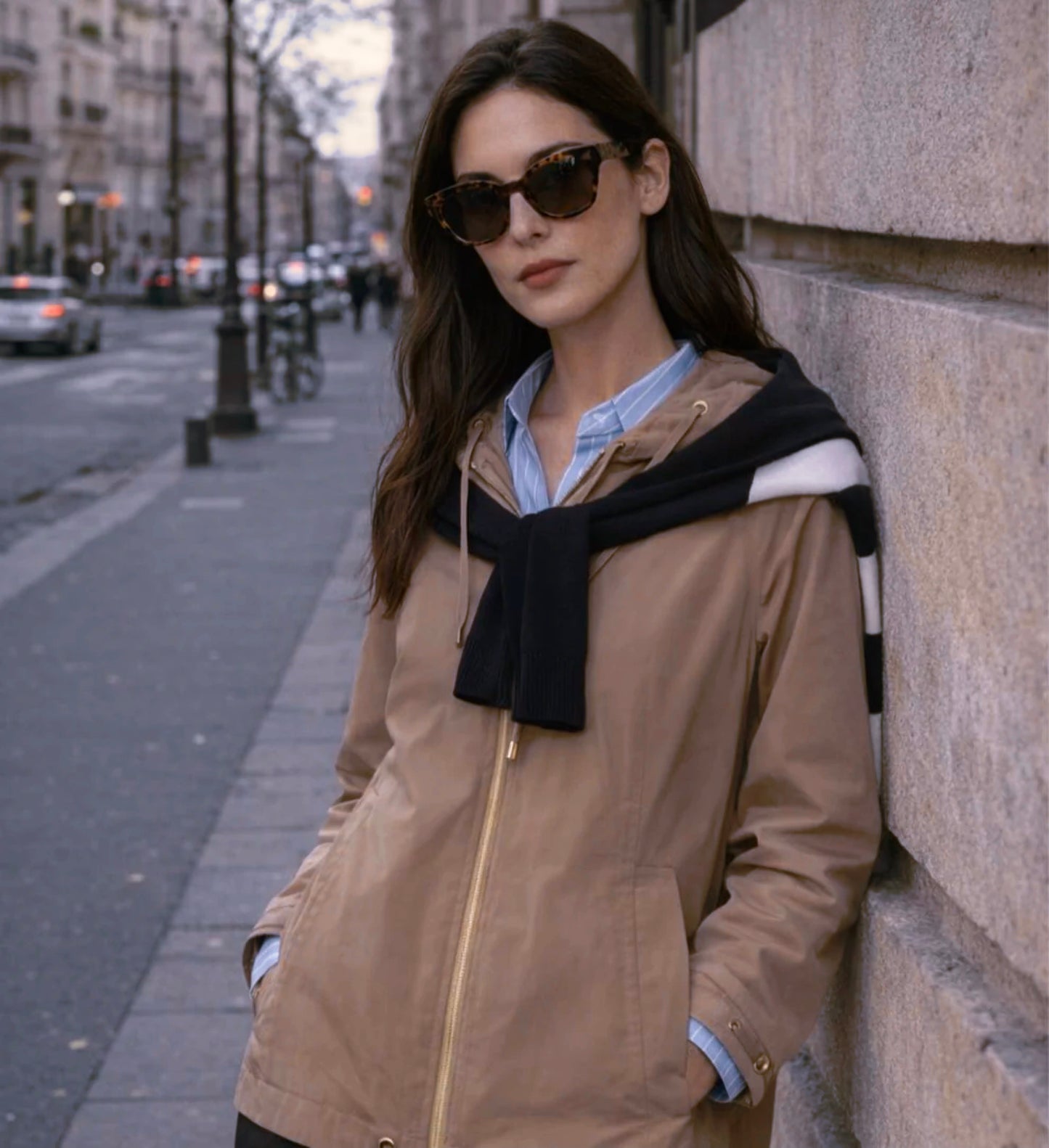 Trench con Cappuccio Khaki