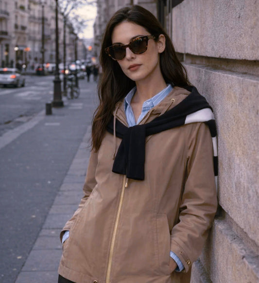 Trench con Cappuccio Khaki