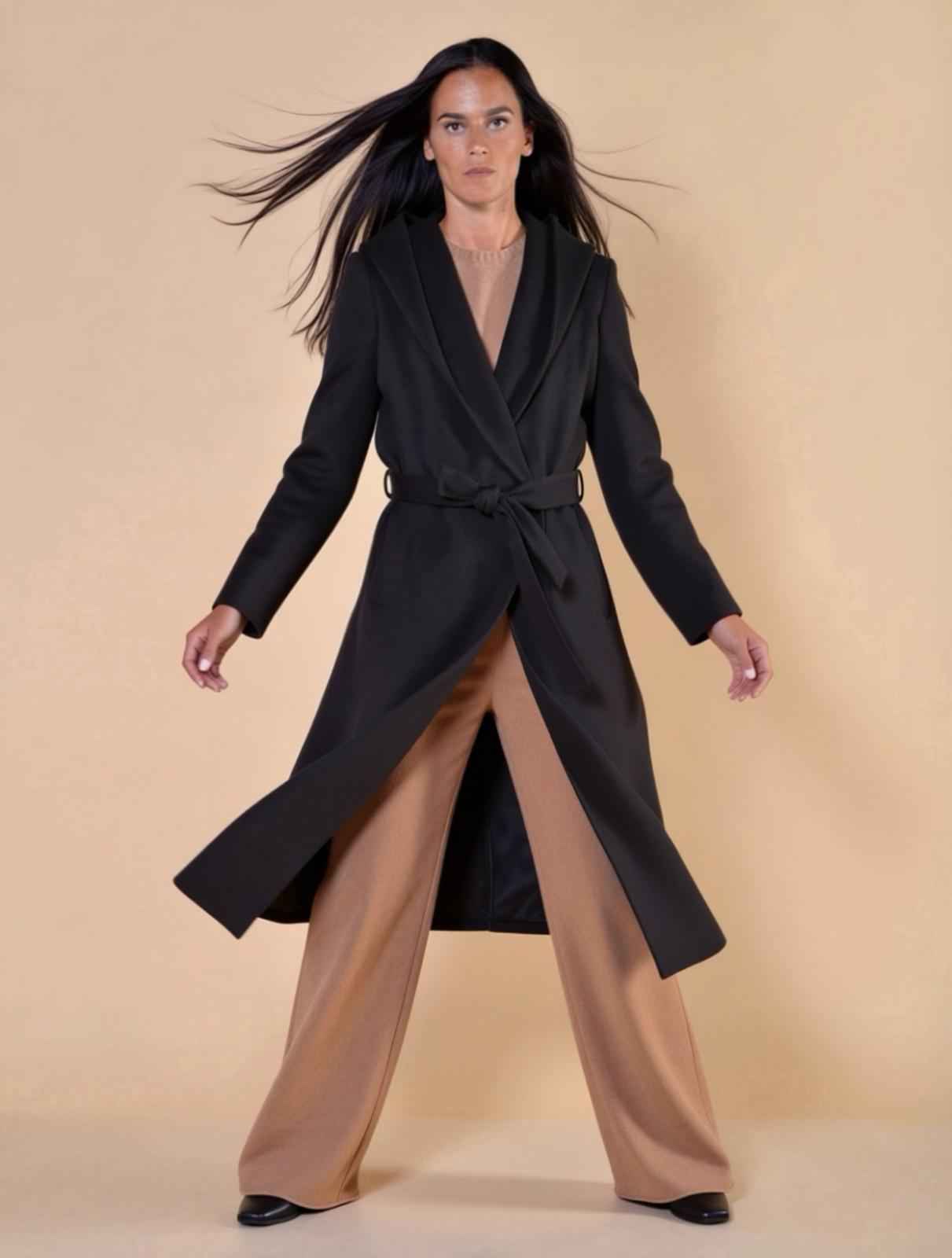 Long Black Hooded Coat