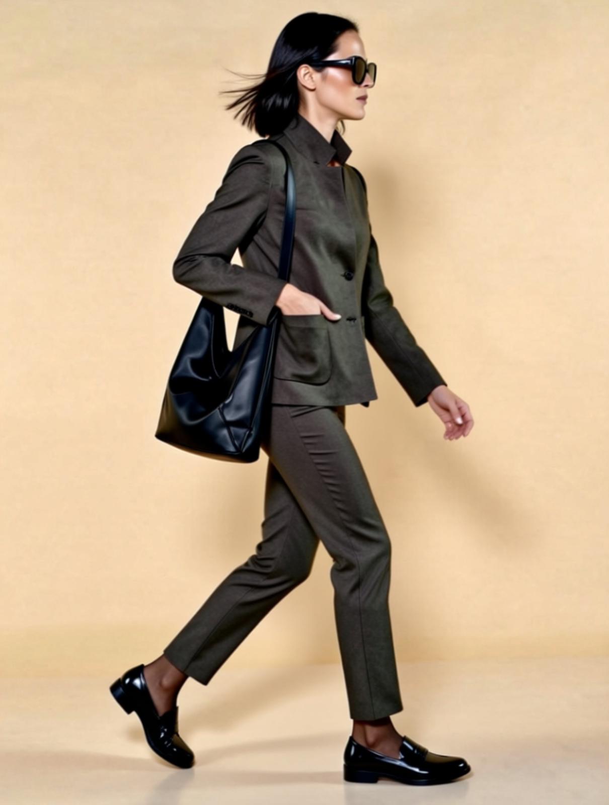 Borsa con Taglio Diagonale Nera