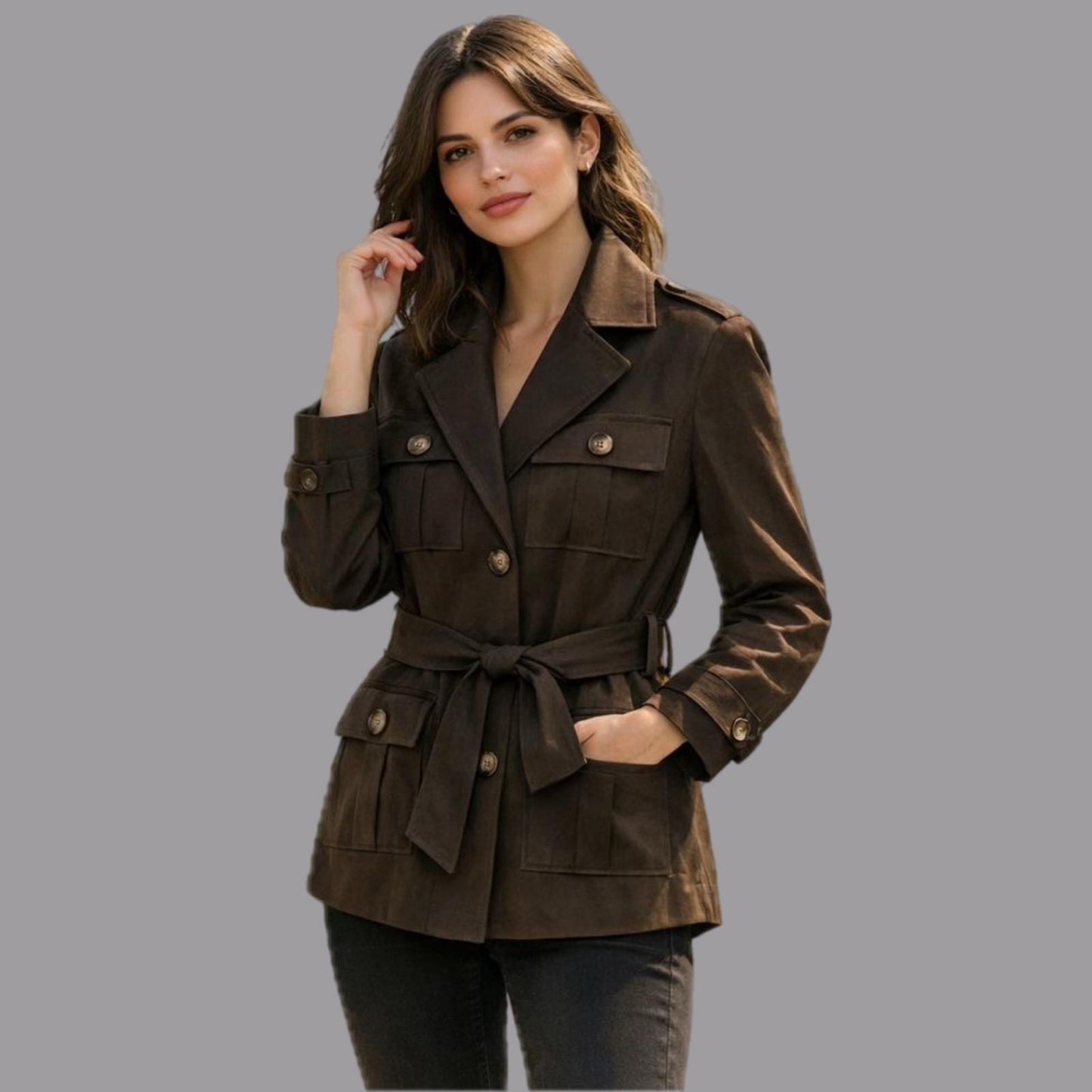 Trench Con Tasche Cioccolato