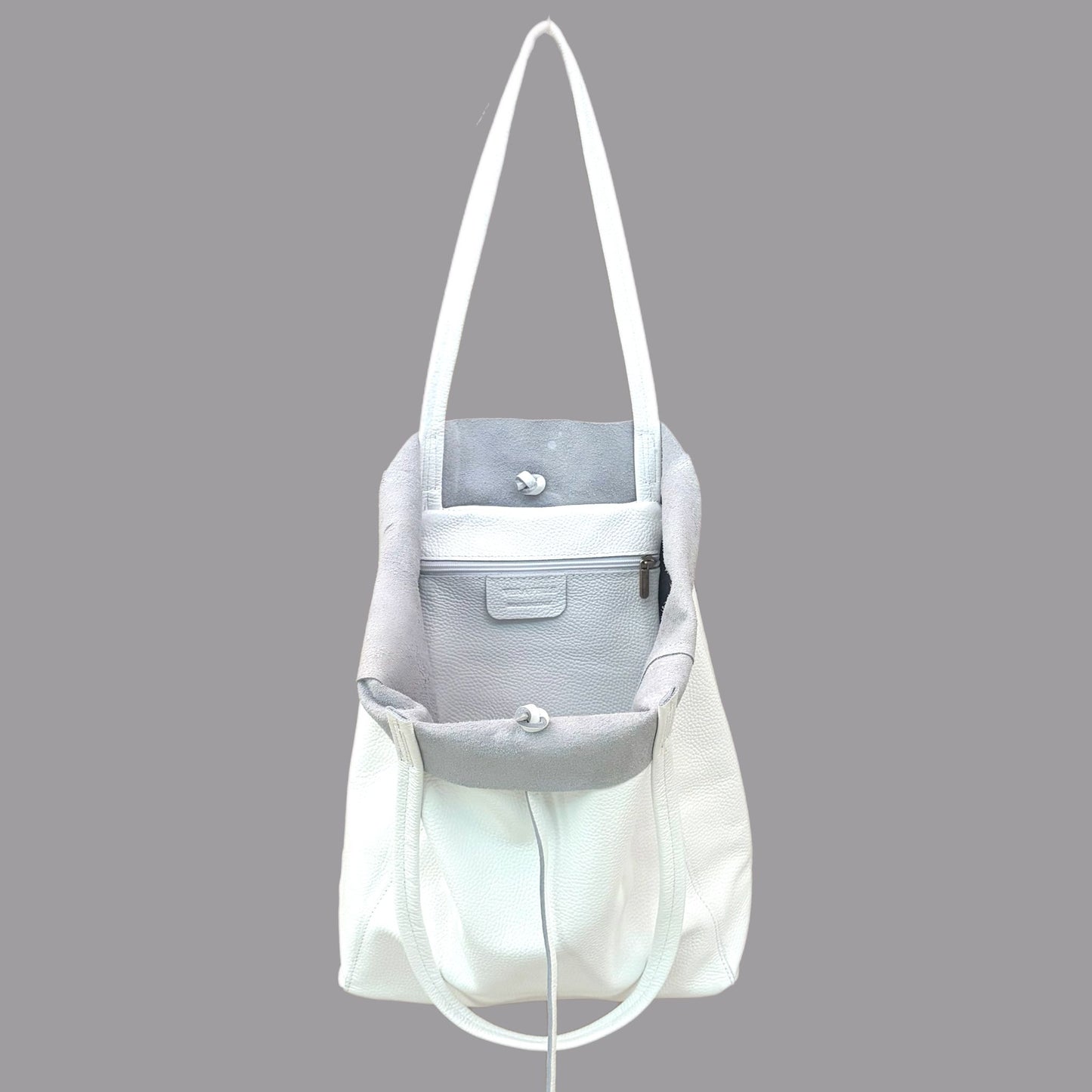Shopper aus weißem Leder