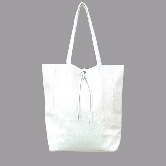 Shopper aus weißem Leder