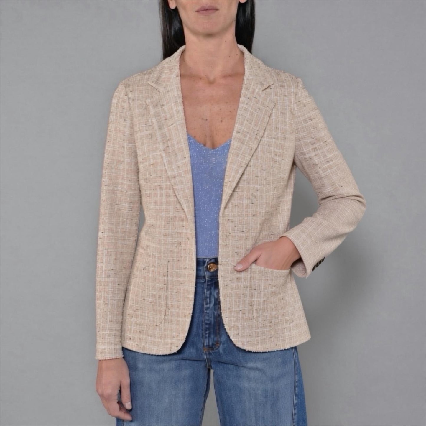 Bouclé-Jacke Sand