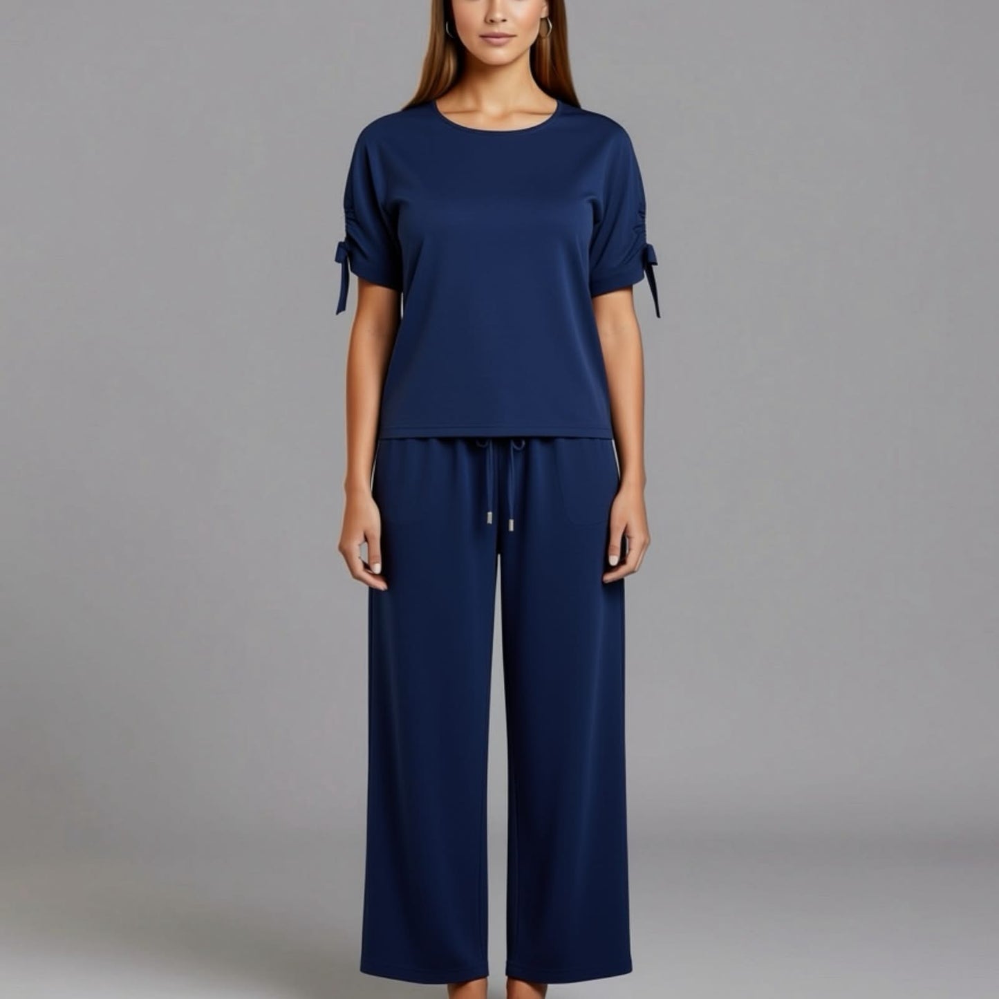 Pantalonzio aus Viskose-Leinen in Blau