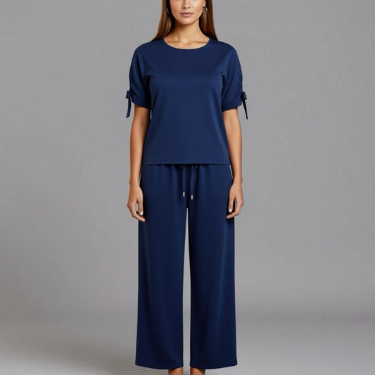 Pantalonzio aus Viskose-Leinen in Blau