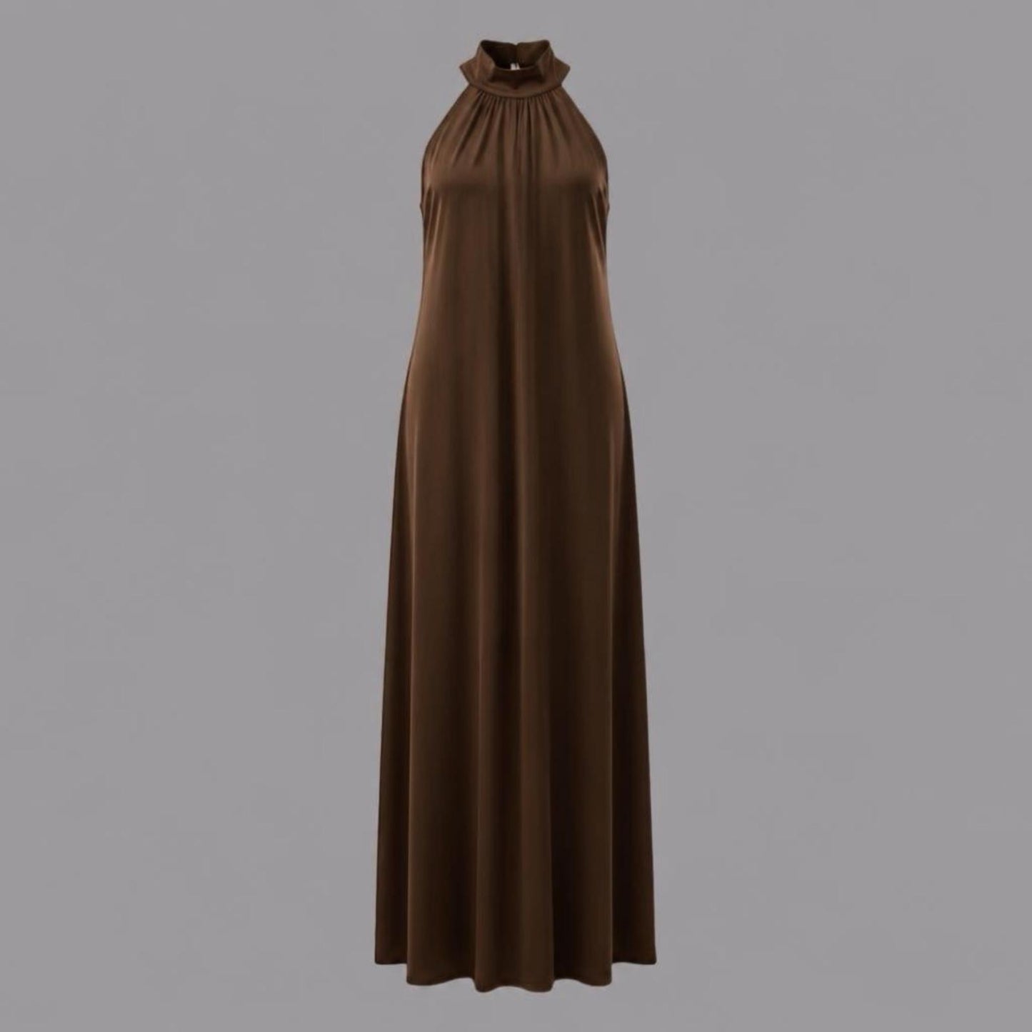 Langes Kleid aus Viskose-Satin Beere