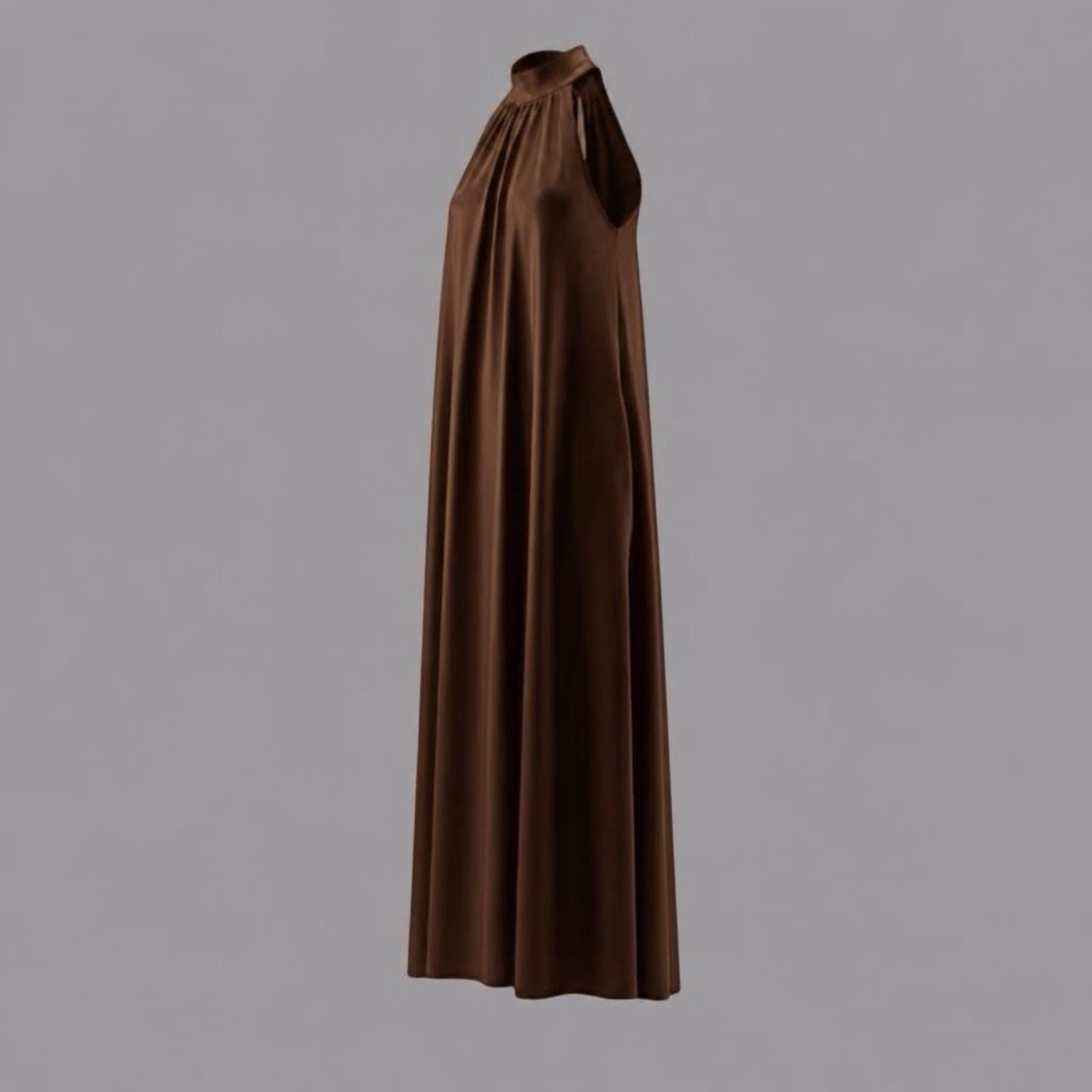 Langes Kleid aus Viskose-Satin Beere