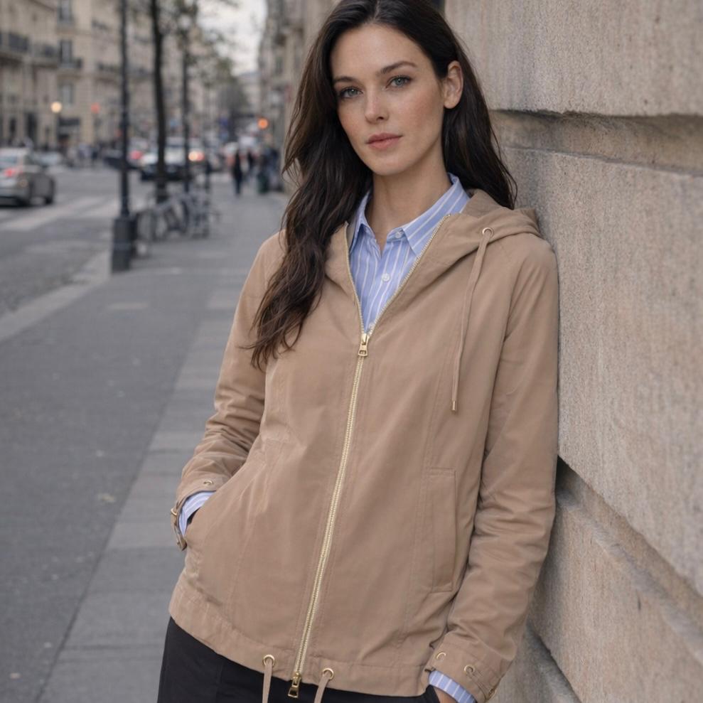 Trench con Cappuccio Khaki