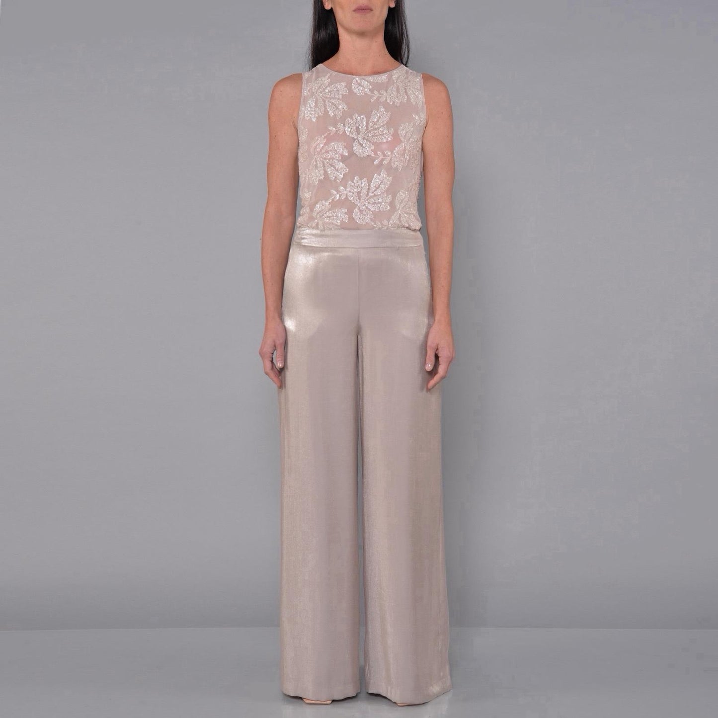 Wide-Leg Trousers in Rope Lurex Viscose Satin