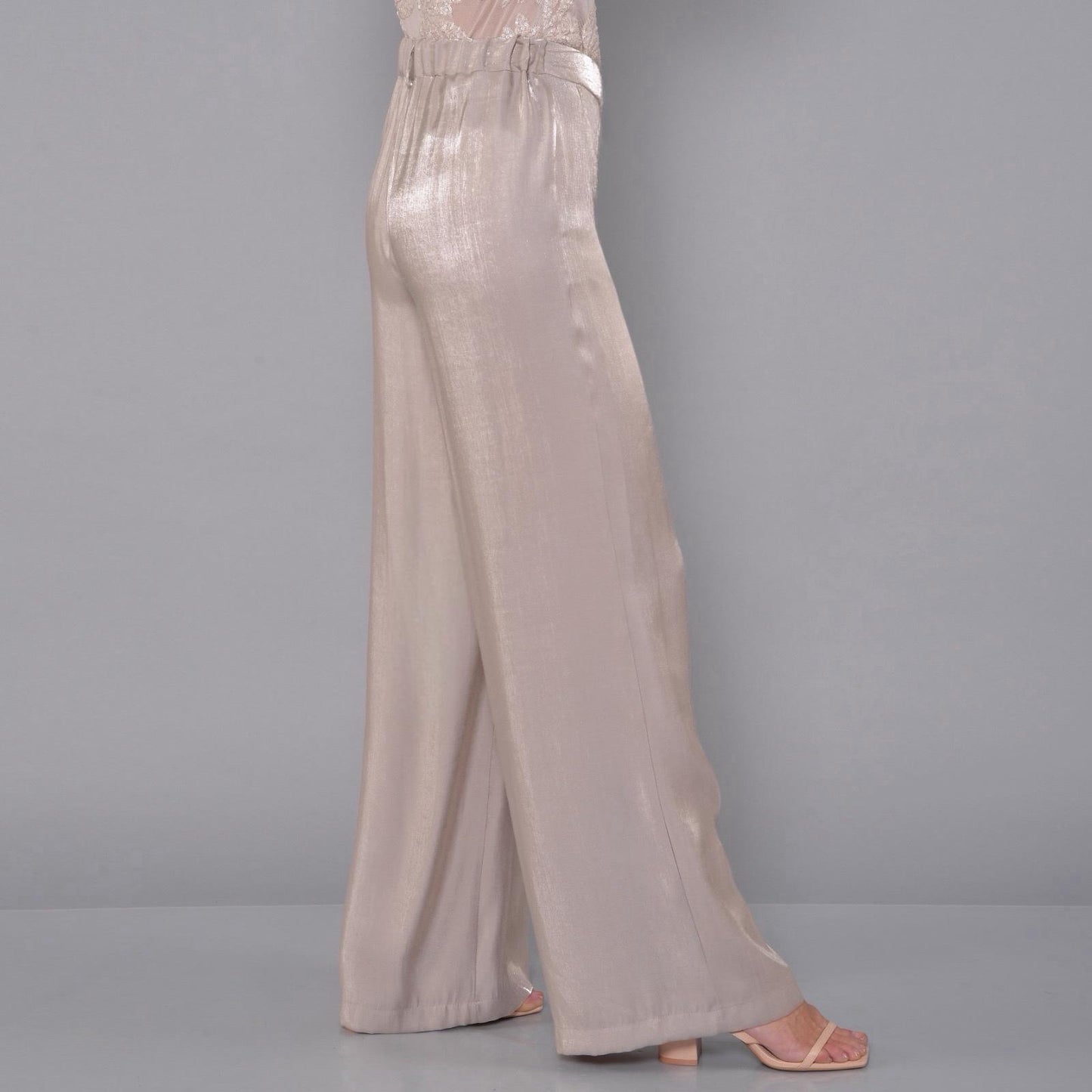 Wide-Leg Trousers in Rope Lurex Viscose Satin