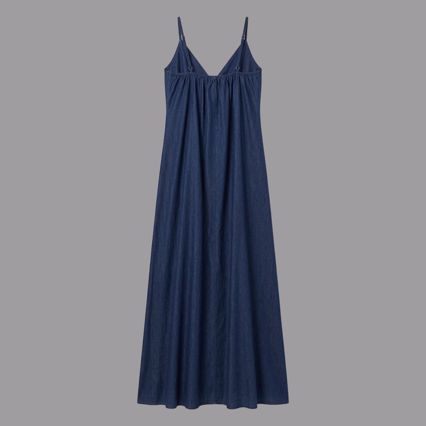 Langes Chambray-Kleid aus blauem Denim
