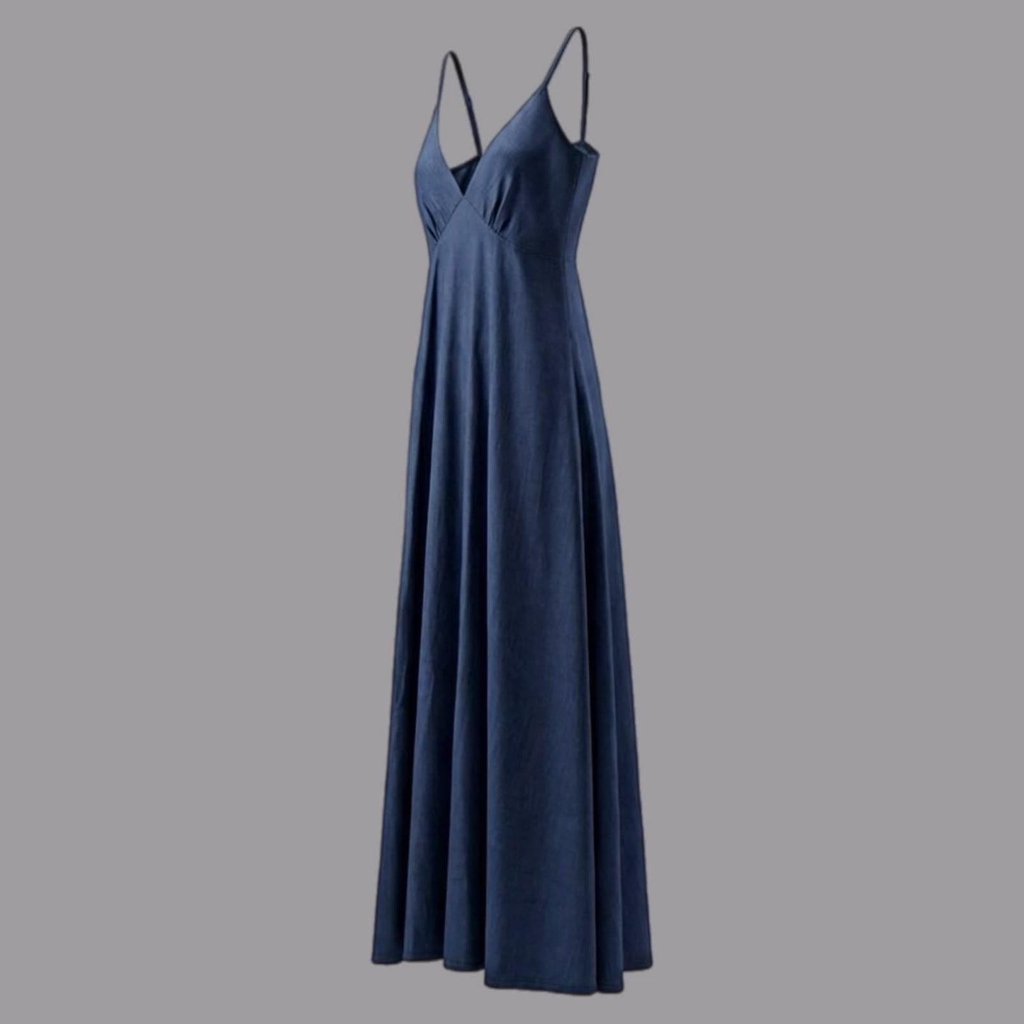Langes Chambray-Kleid aus blauem Denim