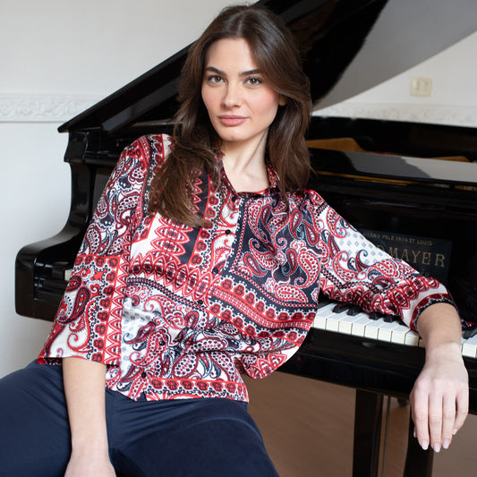 Camicia Fantasia Patchwork Rosso